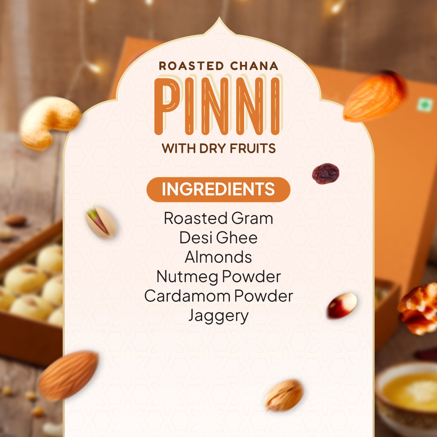 Roasted Channa Pinni With Dry Fruits