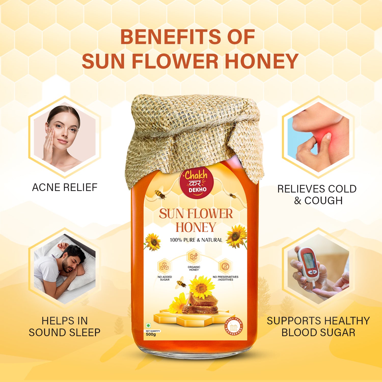 Sunflower Honey – 100% Pure & Natural | Organic, Cold Relief, Skin & Sleep Support