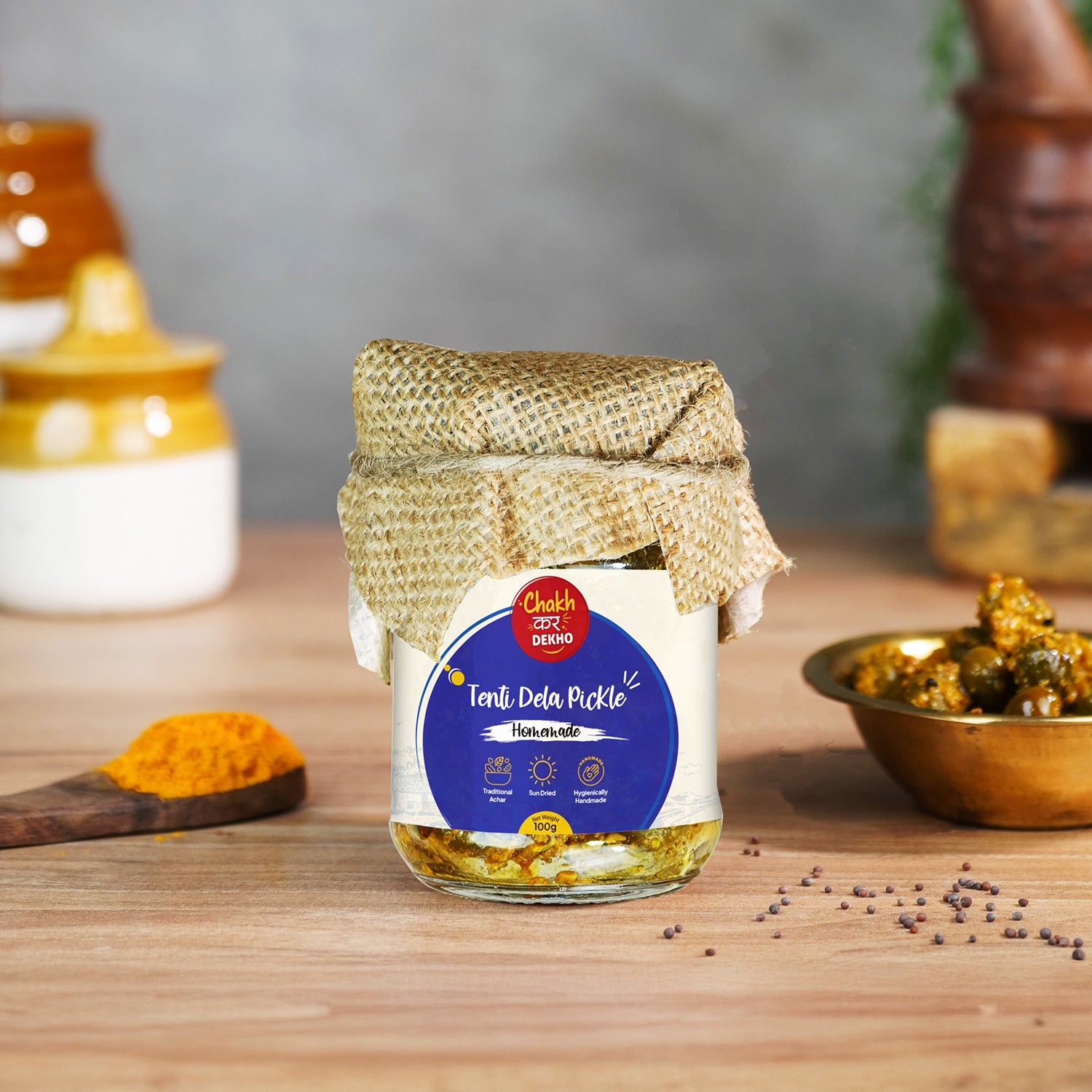 Combo of 4 Pickles (Green Chilli + Lemon Khatta Meetha + Tenti Dela + Garlic)