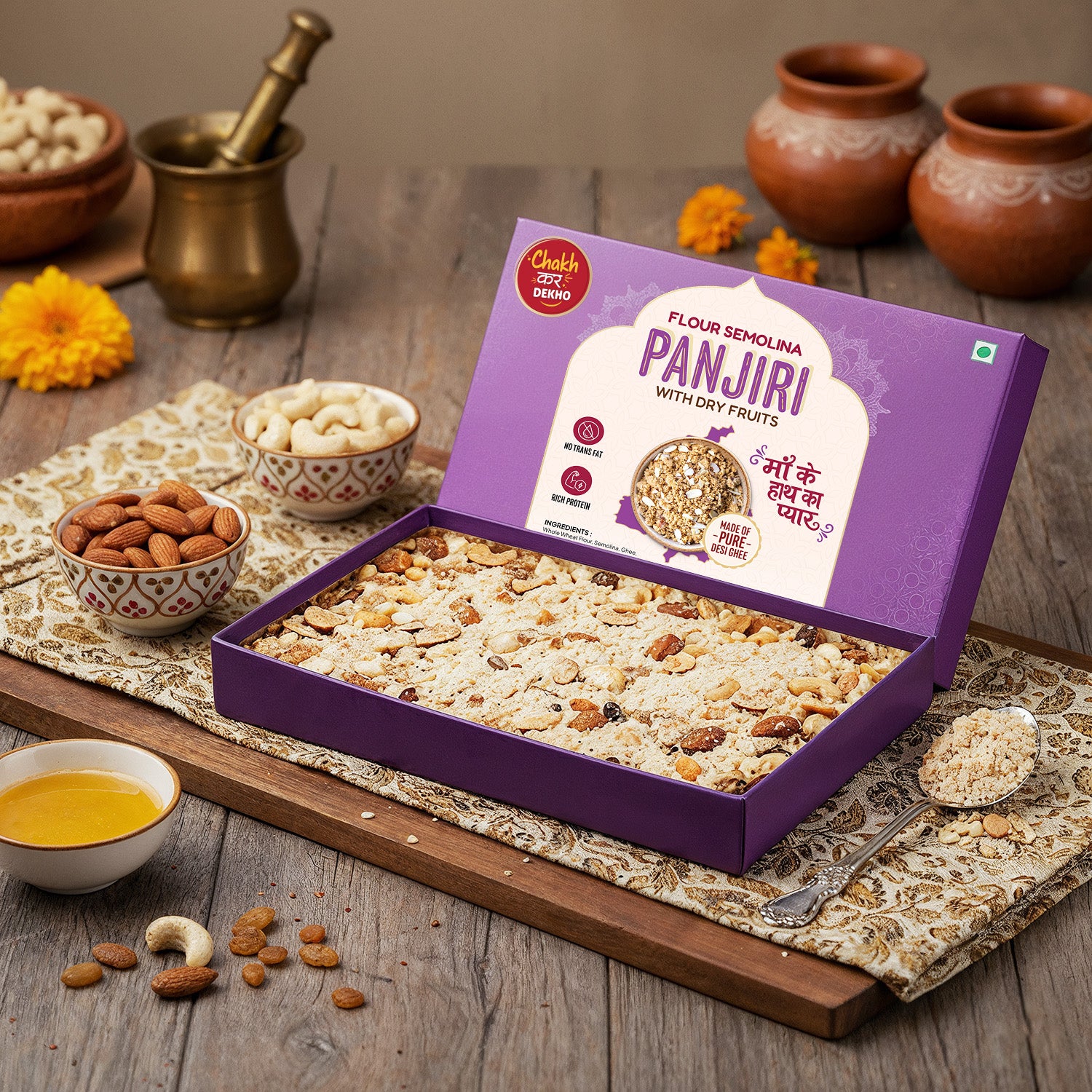 Flour Semolina Panjiri With Dry Fruits