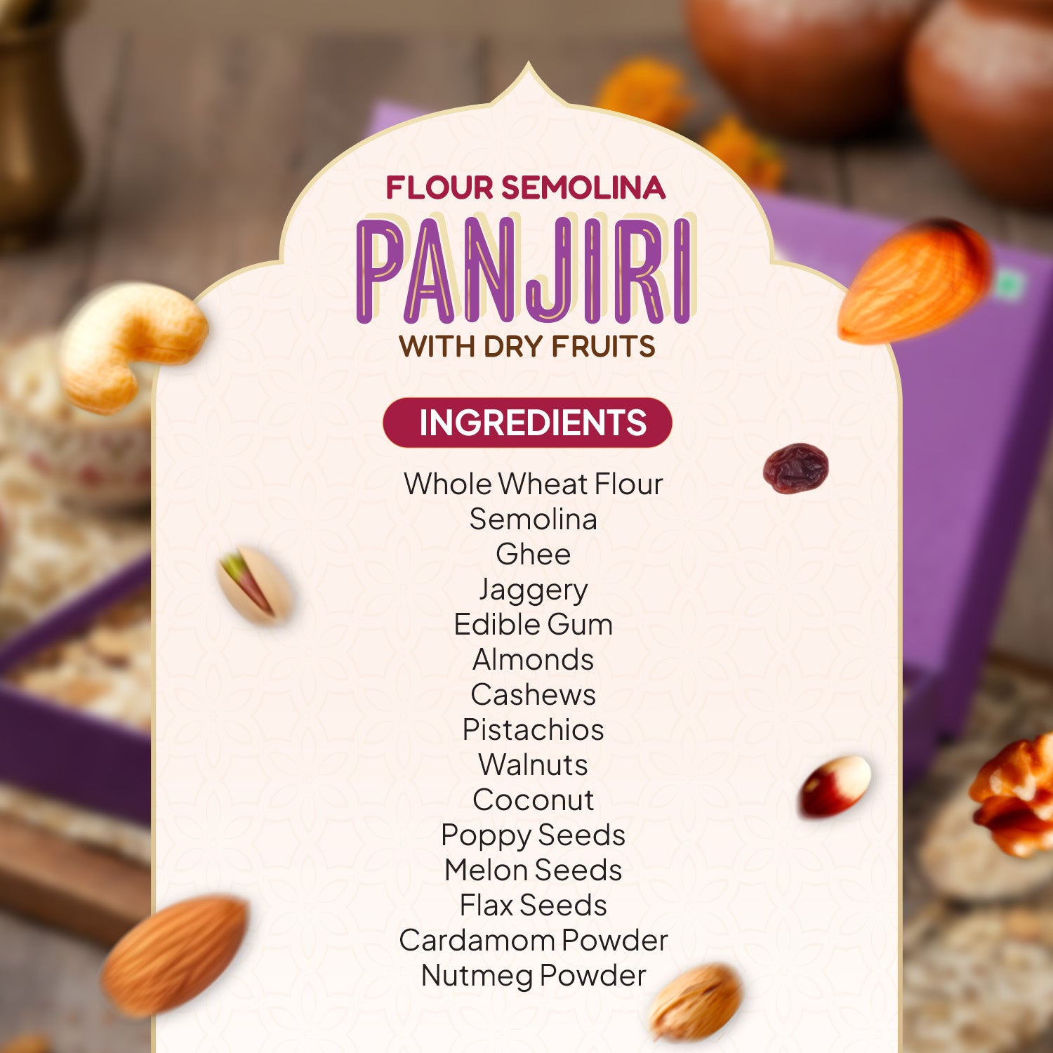 Flour Semolina Panjiri With Dry Fruits